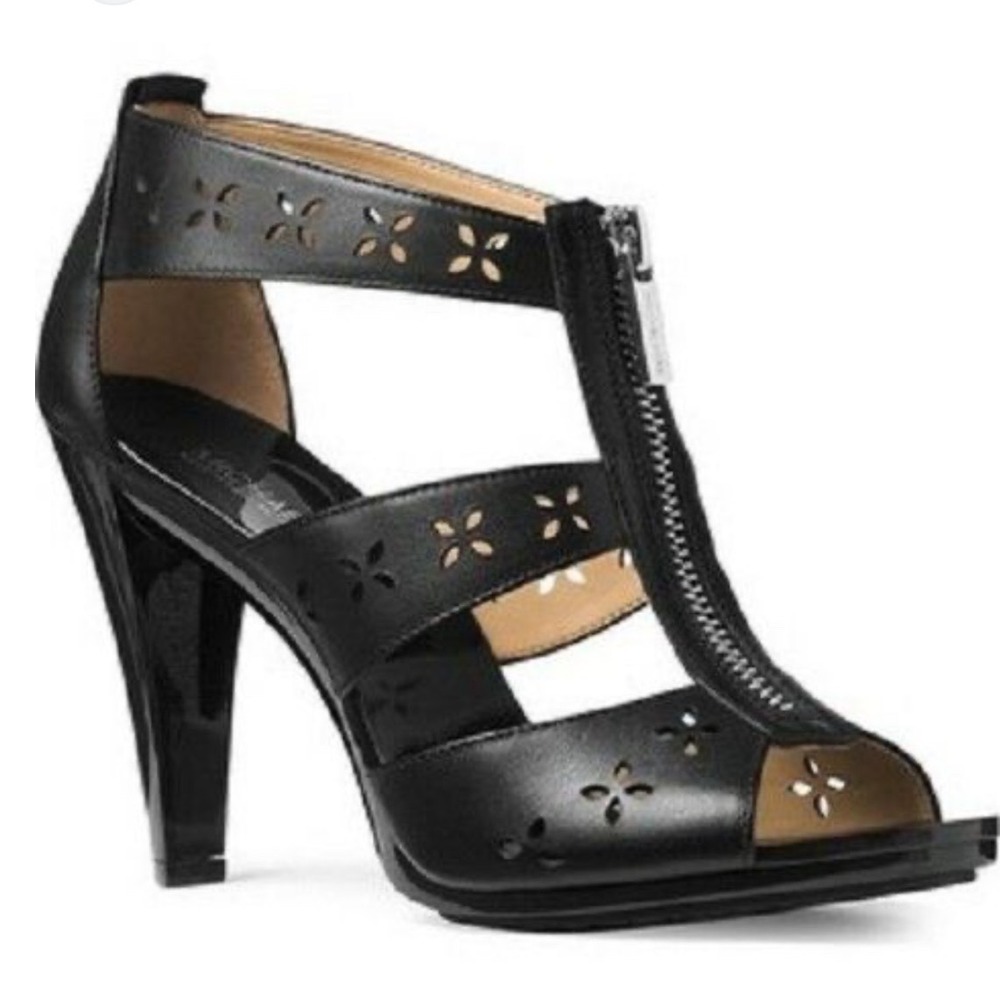 Michael Kors Vintage Y2K Black Leather Floral Laser Cut Women's Size 11M